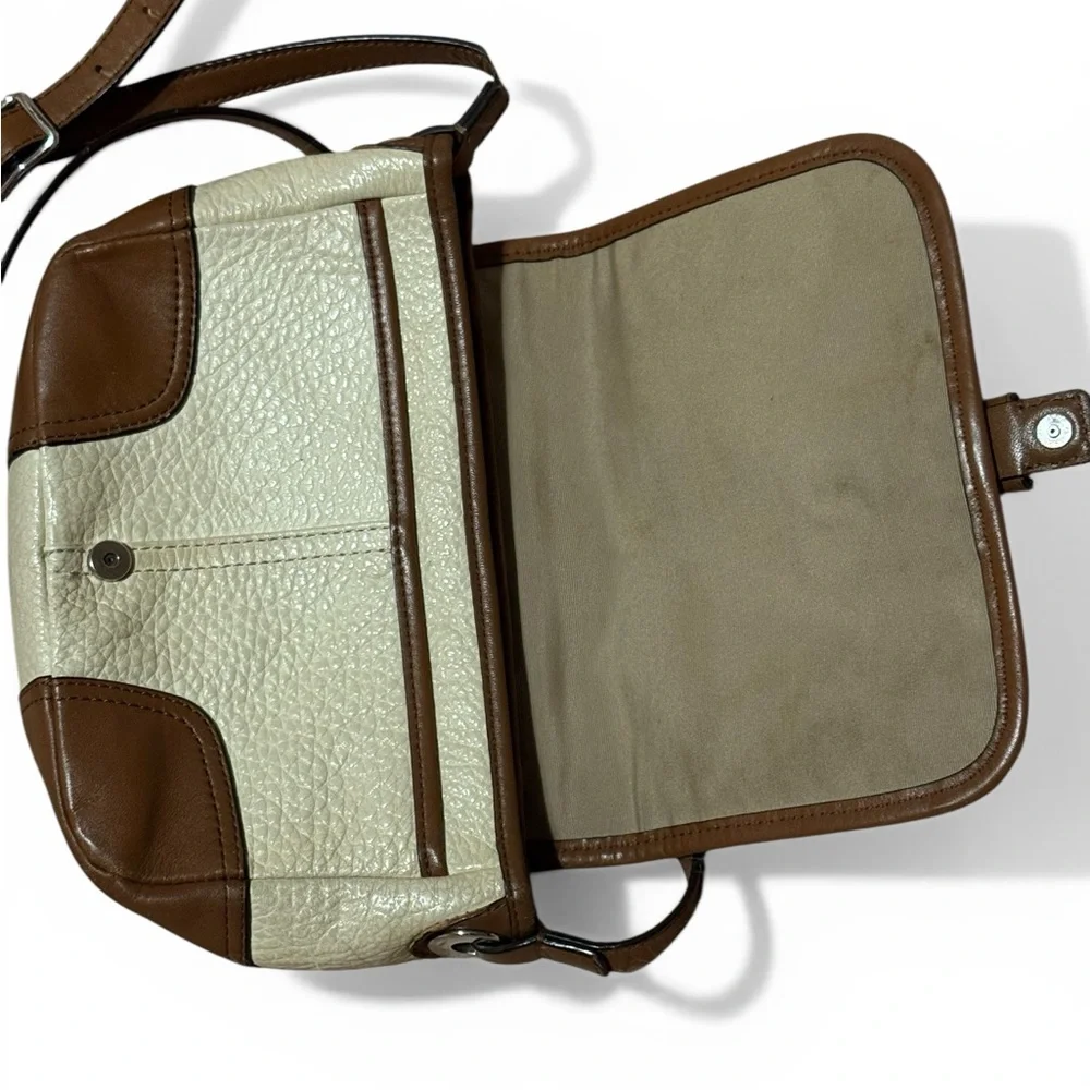 Coach Hadley Leather D1494-F31664 Crossbody Handbag Colorblock Ivory & Brown